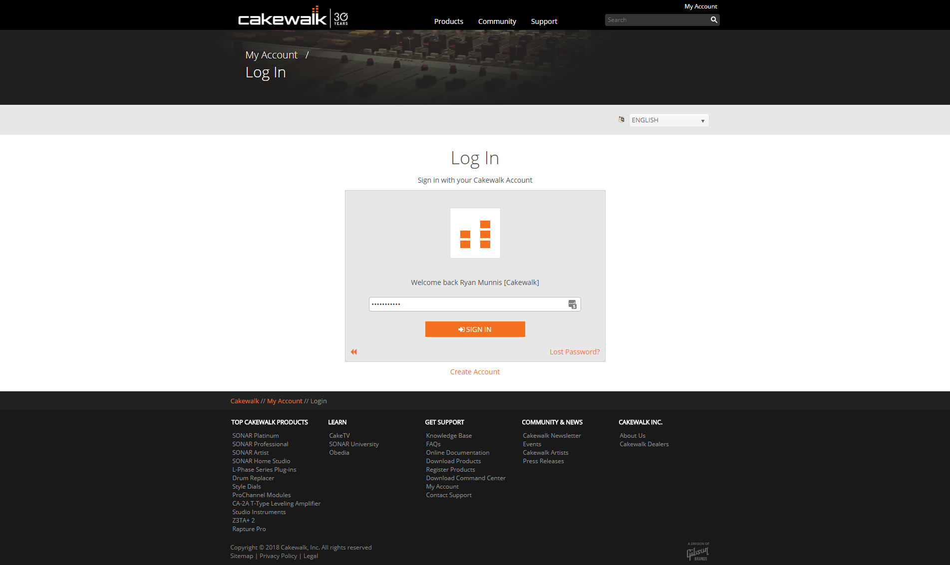 Cakewalk Single Sign-On